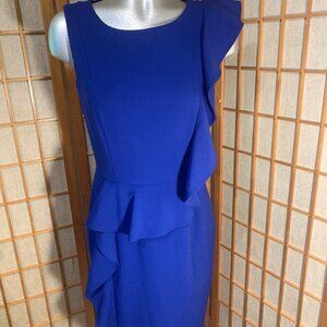 CALVIN KLEIN Royal Blue Sleeveless Peplum Ruffle Lined Dress * sz US 4